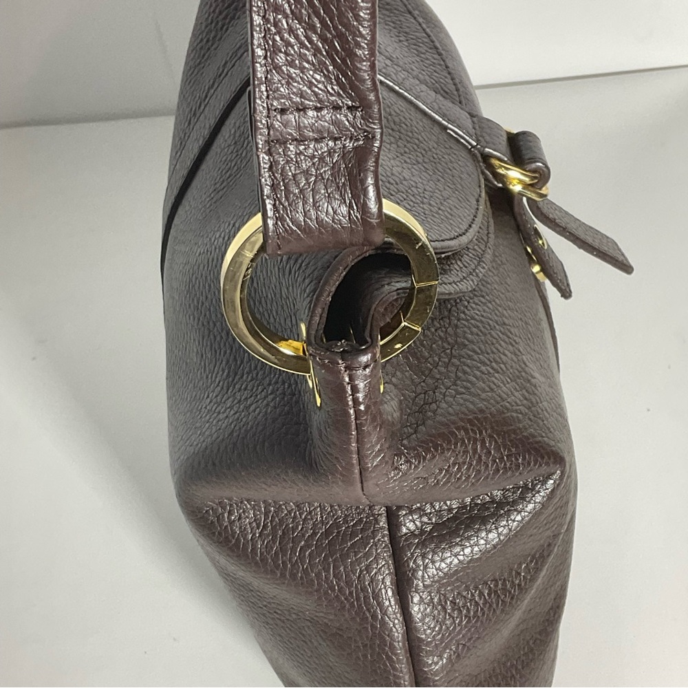 Barr and Barr New York Pebbled Brown Leather Bag Gold Hardware Shoulder Bag - Picture 5 of 15